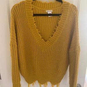 Mustard frayed sweater